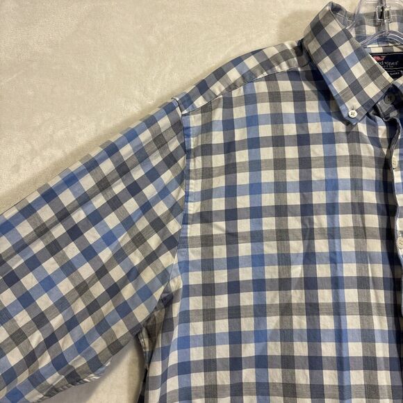 Vineyard Vines Men's Button Down Slim Fit Tucker Shirt Whale Blue Grey Large - Picture 7 of 16